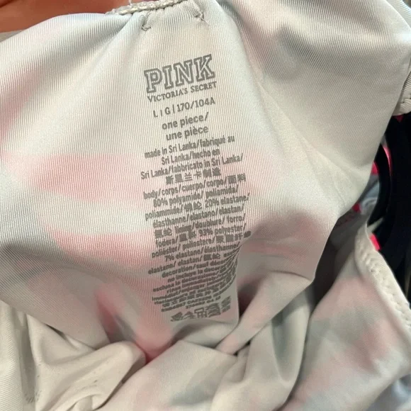 Victoria's Secret Pink Green Pink Tropical Leaf One Piece Swimsuit Size L - Picture 2 of 4